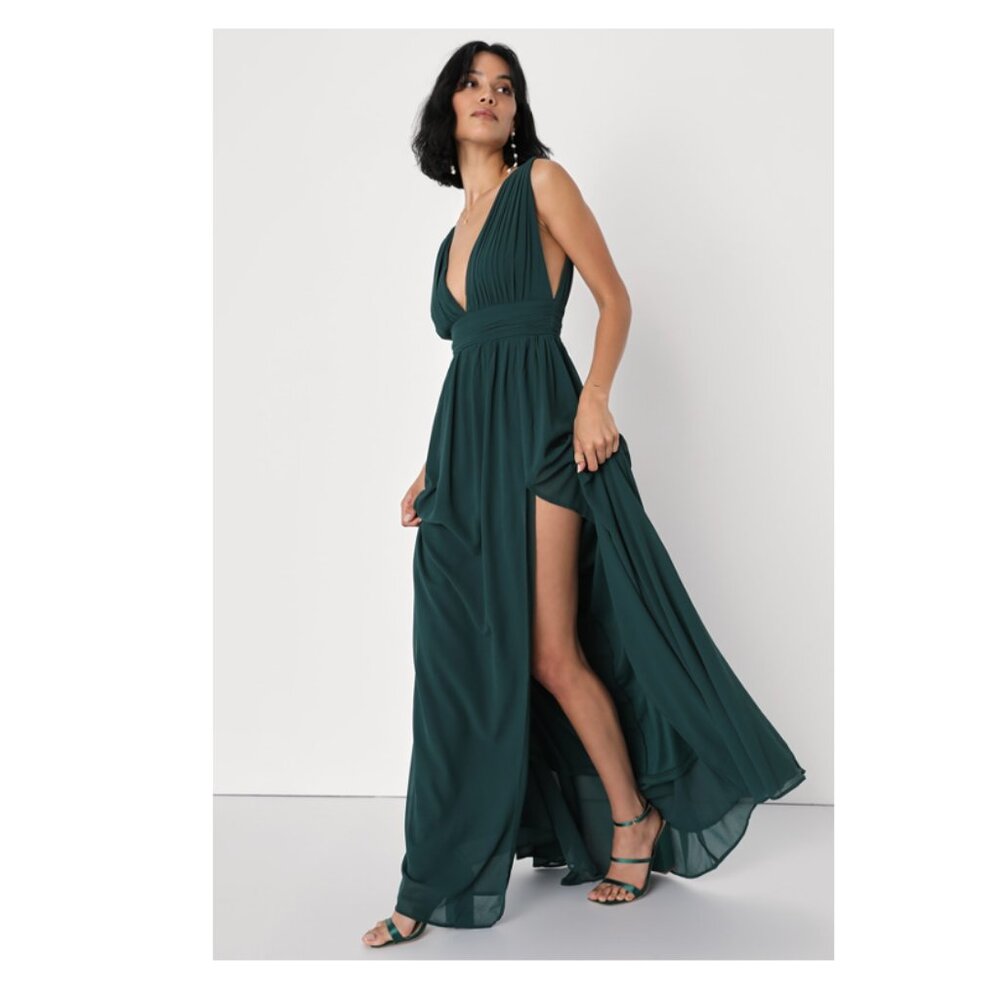 DEFECT NWT Lulus Heavenly Hues Maxi Dress Forest Green Prom Size S #508192 - Picture 14 of 14
